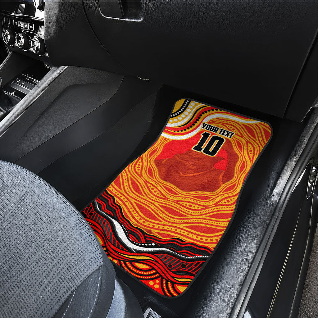 Personalized Redcliffe Dolphins Car Mats Aboriginal Dot Art - Dreamtime Rugby Mascot