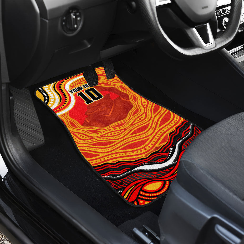 Personalized Redcliffe Dolphins Car Mats Aboriginal Dot Art - Dreamtime Rugby Mascot