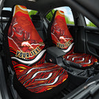 Personalized Redcliffe Dolphins Car Seat Cover Aboriginal Dot Art - Dreamtime Rugby Mascot