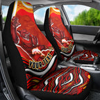 Personalized Redcliffe Dolphins Car Seat Cover Aboriginal Dot Art - Dreamtime Rugby Mascot