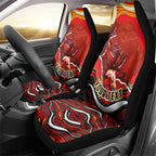 Personalized Redcliffe Dolphins Car Seat Cover Aboriginal Dot Art - Dreamtime Rugby Mascot