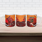 Personalized Redcliffe Dolphins Ceramic Mug Aboriginal Dot Art - Dreamtime Rugby Mascot