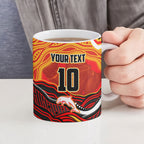 Personalized Redcliffe Dolphins Ceramic Mug Aboriginal Dot Art - Dreamtime Rugby Mascot