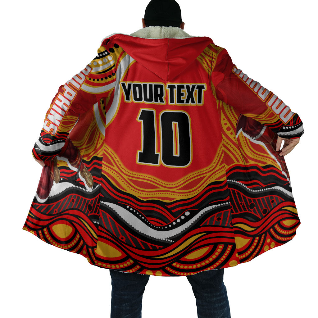 Personalized Redcliffe Dolphins Cloak Aboriginal Dot Art - Dreamtime Rugby Mascot