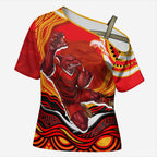 Personalized Redcliffe Dolphins Cross Shoulder Shirt Aboriginal Dot Art - Dreamtime Rugby Mascot