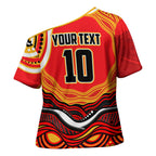 Personalized Redcliffe Dolphins Cross Shoulder Shirt Aboriginal Dot Art - Dreamtime Rugby Mascot