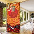 Personalized Redcliffe Dolphins Door Cover Aboriginal Dot Art - Dreamtime Rugby Mascot