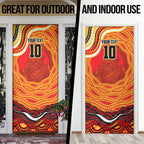 Personalized Redcliffe Dolphins Door Cover Aboriginal Dot Art - Dreamtime Rugby Mascot