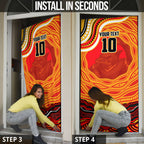 Personalized Redcliffe Dolphins Door Cover Aboriginal Dot Art - Dreamtime Rugby Mascot