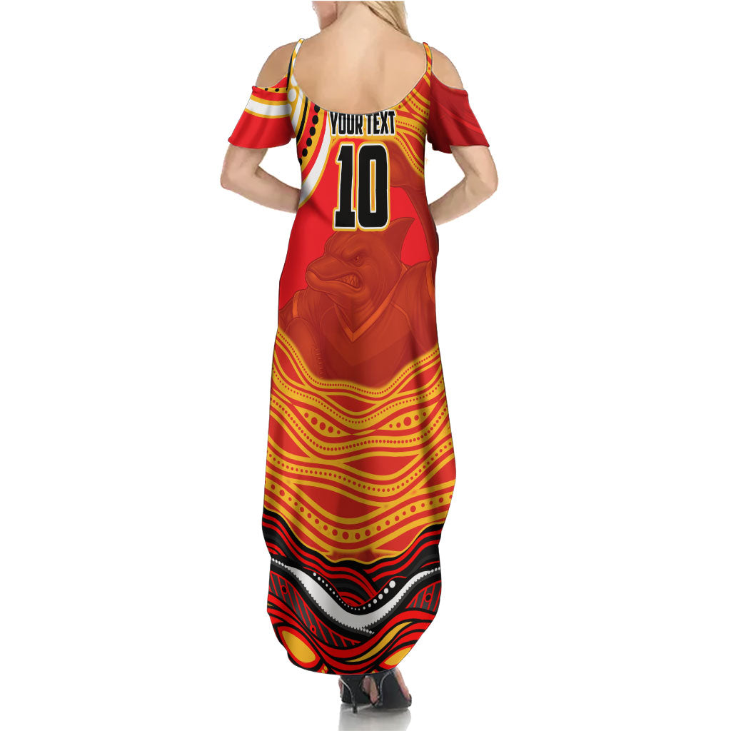 Personalized Redcliffe Dolphins Family Matching Summer Maxi Dress and Hawaiian Shirt Aboriginal Dot Art - Dreamtime Rugby Mascot