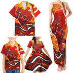 Personalized Redcliffe Dolphins Family Matching Tank Maxi Dress and Hawaiian Shirt Aboriginal Dot Art - Dreamtime Rugby Mascot