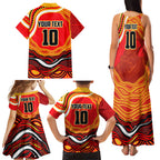 Personalized Redcliffe Dolphins Family Matching Tank Maxi Dress and Hawaiian Shirt Aboriginal Dot Art - Dreamtime Rugby Mascot