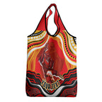 Personalized Redcliffe Dolphins Grocery Bag Aboriginal Dot Art - Dreamtime Rugby Mascot