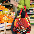 Personalized Redcliffe Dolphins Grocery Bag Aboriginal Dot Art - Dreamtime Rugby Mascot