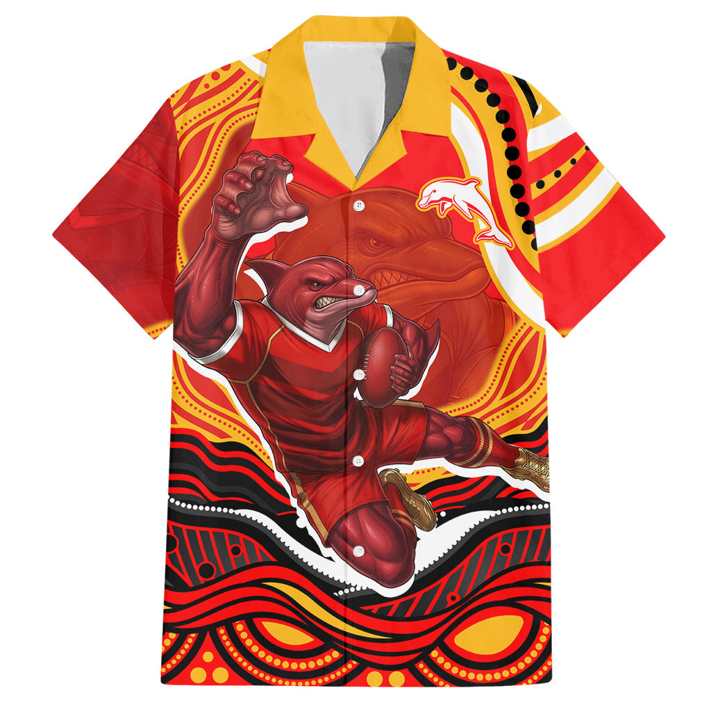 Personalized Redcliffe Dolphins Hawaiian Shirt Aboriginal Dot Art - Dreamtime Rugby Mascot