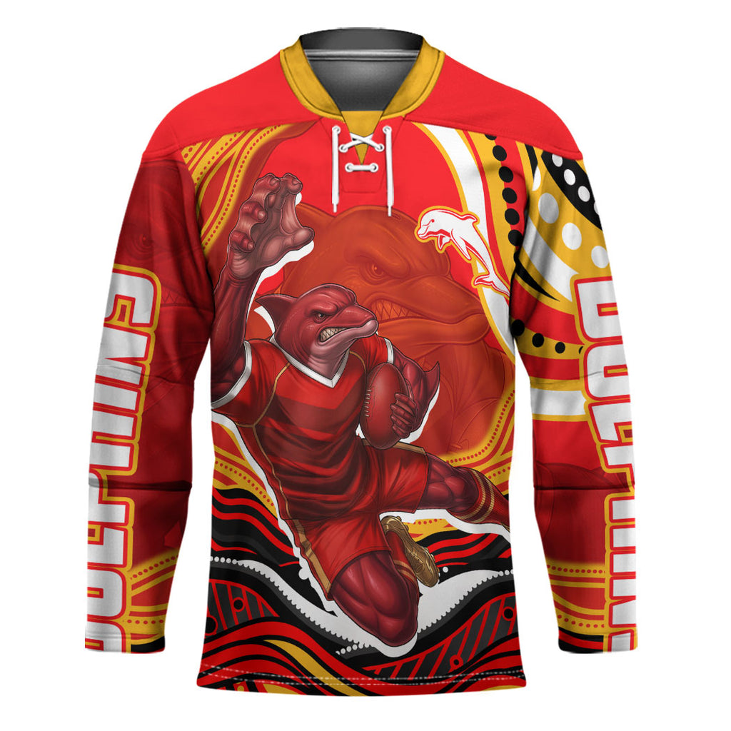 Personalized Redcliffe Dolphins Hockey Jersey Aboriginal Dot Art - Dreamtime Rugby Mascot