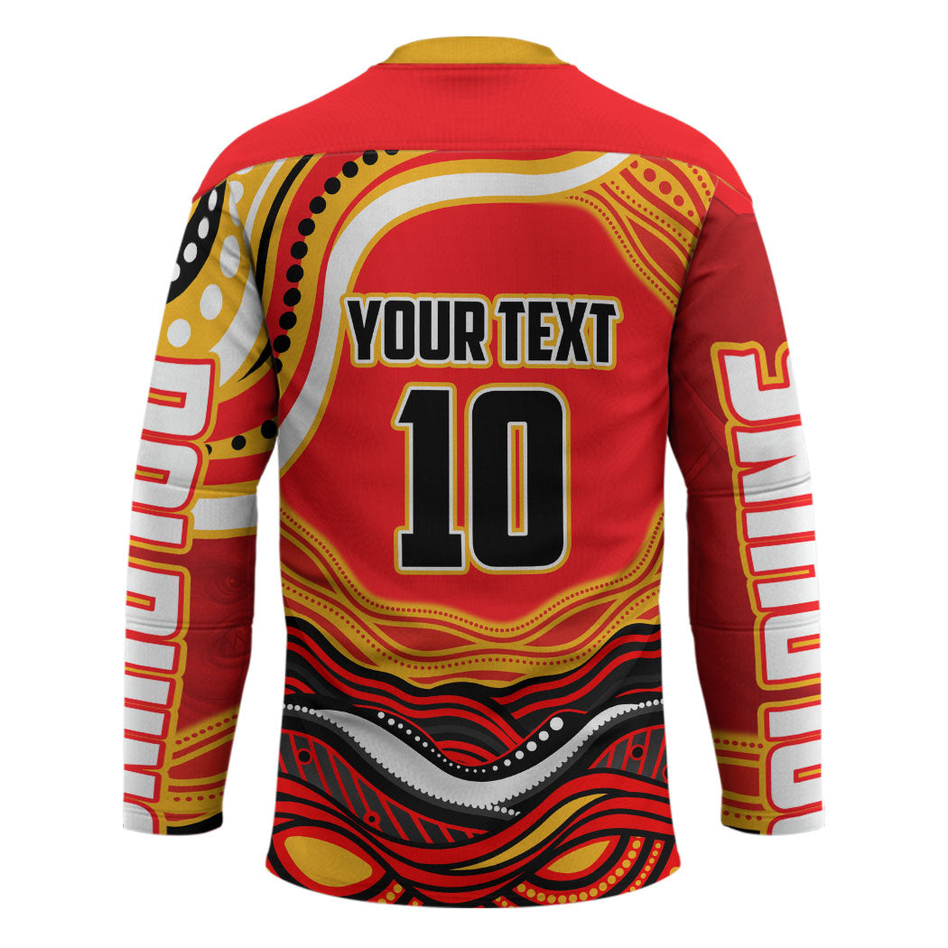 Personalized Redcliffe Dolphins Hockey Jersey Aboriginal Dot Art - Dreamtime Rugby Mascot