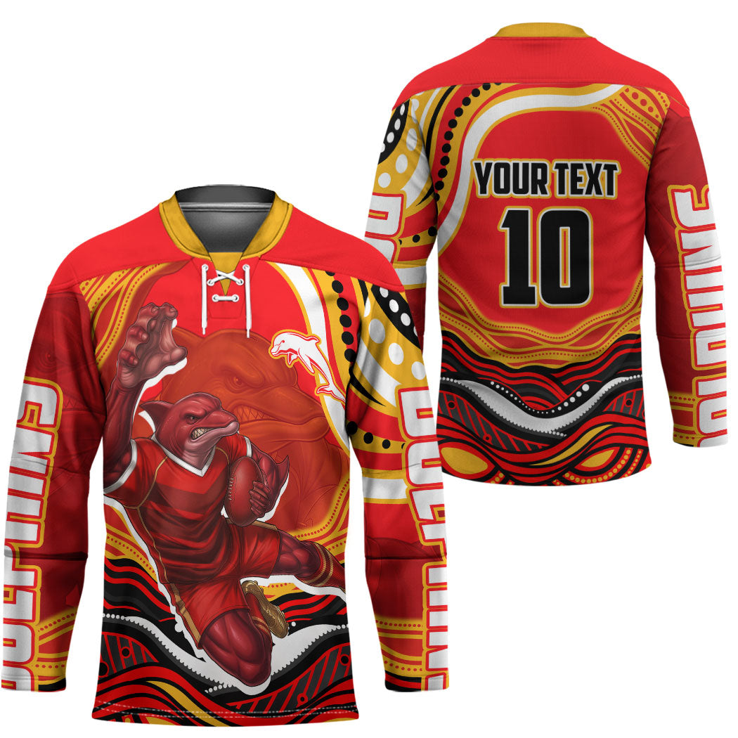 Personalized Redcliffe Dolphins Hockey Jersey Aboriginal Dot Art - Dreamtime Rugby Mascot