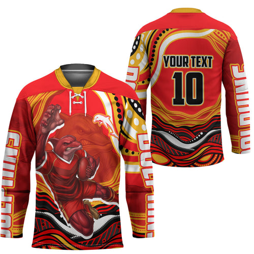 Personalized Redcliffe Dolphins Hockey Jersey Aboriginal Dot Art - Dreamtime Rugby Mascot
