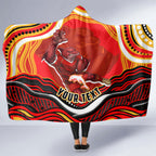 Personalized Redcliffe Dolphins Hooded Blanket Aboriginal Dot Art - Dreamtime Rugby Mascot