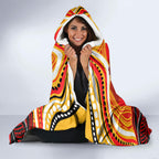 Personalized Redcliffe Dolphins Hooded Blanket Aboriginal Dot Art - Dreamtime Rugby Mascot