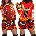 Personalized Redcliffe Dolphins Hoodie Dress Aboriginal Dot Art - Dreamtime Rugby Mascot