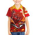 Personalized Redcliffe Dolphins Kid Hawaiian Shirt Aboriginal Dot Art - Dreamtime Rugby Mascot