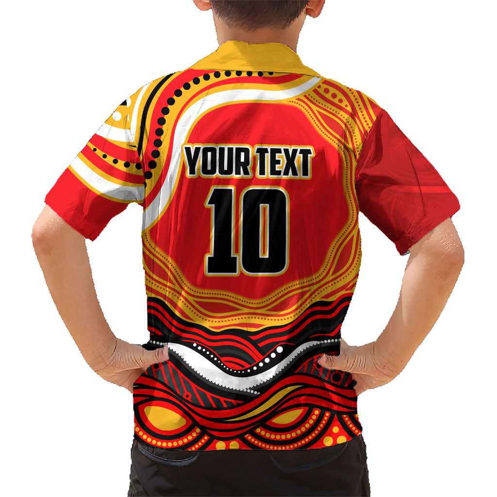Personalized Redcliffe Dolphins Kid Hawaiian Shirt Aboriginal Dot Art - Dreamtime Rugby Mascot