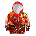 Personalized Redcliffe Dolphins Kid Hoodie Aboriginal Dot Art - Dreamtime Rugby Mascot