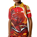 Personalized Redcliffe Dolphins Kid Polo Shirt Aboriginal Dot Art - Dreamtime Rugby Mascot