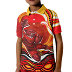 Personalized Redcliffe Dolphins Kid Polo Shirt Aboriginal Dot Art - Dreamtime Rugby Mascot