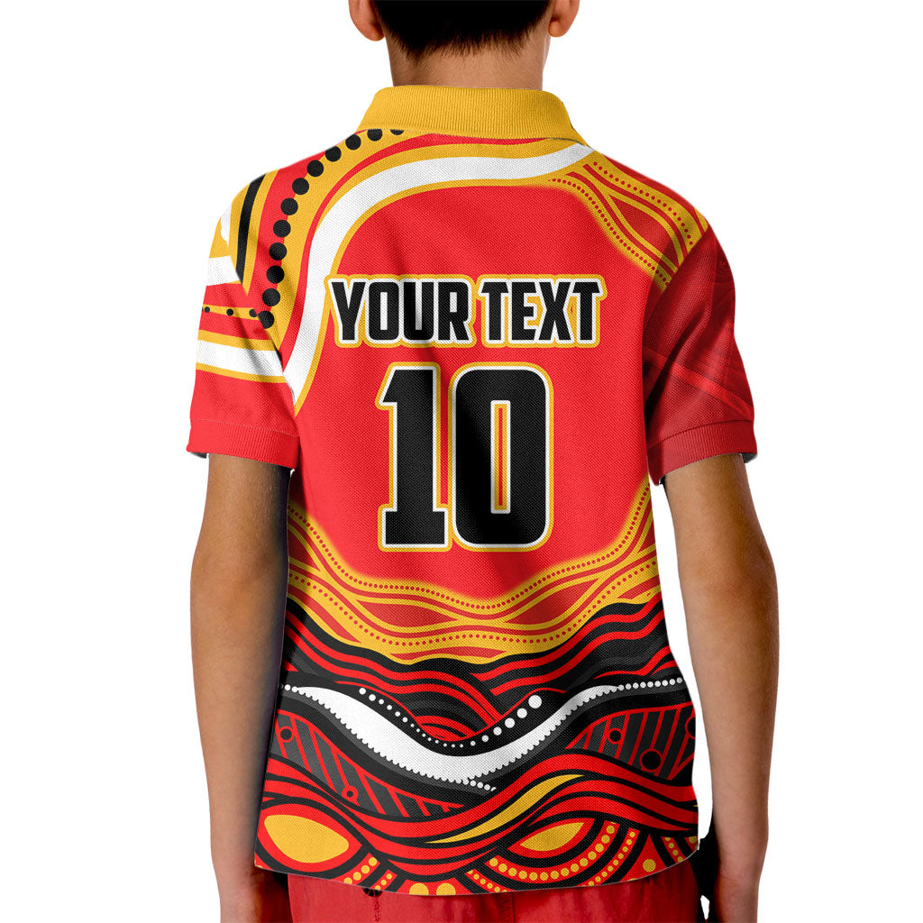 Personalized Redcliffe Dolphins Kid Polo Shirt Aboriginal Dot Art - Dreamtime Rugby Mascot