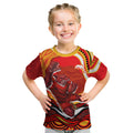 Personalized Redcliffe Dolphins Kid T Shirt Aboriginal Dot Art - Dreamtime Rugby Mascot