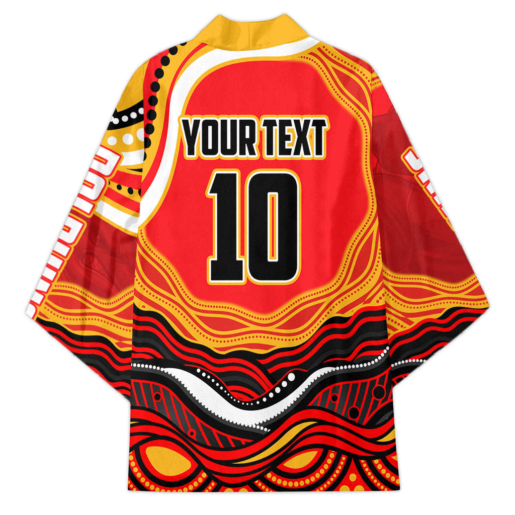 Personalized Redcliffe Dolphins Kimono Aboriginal Dot Art - Dreamtime Rugby Mascot