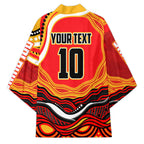 Personalized Redcliffe Dolphins Kimono Aboriginal Dot Art - Dreamtime Rugby Mascot