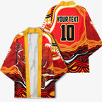 Personalized Redcliffe Dolphins Kimono Aboriginal Dot Art - Dreamtime Rugby Mascot