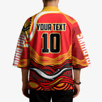 Personalized Redcliffe Dolphins Kimono Aboriginal Dot Art - Dreamtime Rugby Mascot