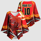 Personalized Redcliffe Dolphins Kimono Sleeve Blouse Aboriginal Dot Art - Dreamtime Rugby Mascot