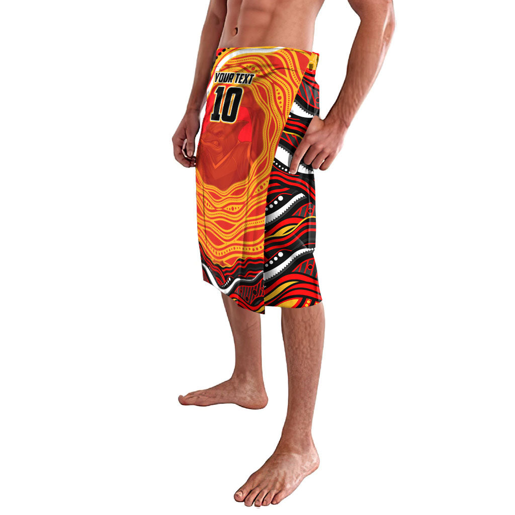 Personalized Redcliffe Dolphins Lavalava Aboriginal Dot Art - Dreamtime Rugby Mascot