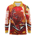 Personalized Redcliffe Dolphins Long Sleeve Polo Shirt Aboriginal Dot Art - Dreamtime Rugby Mascot