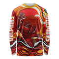 Personalized Redcliffe Dolphins Long Sleeve Shirt Aboriginal Dot Art - Dreamtime Rugby Mascot
