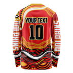 Personalized Redcliffe Dolphins Long Sleeve Shirt Aboriginal Dot Art - Dreamtime Rugby Mascot