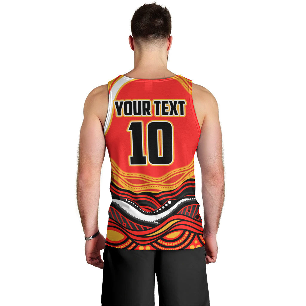 Personalized Redcliffe Dolphins Men Tank Top Aboriginal Dot Art - Dreamtime Rugby Mascot