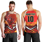 Personalized Redcliffe Dolphins Men Tank Top Aboriginal Dot Art - Dreamtime Rugby Mascot