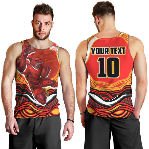 Personalized Redcliffe Dolphins Men Tank Top Aboriginal Dot Art - Dreamtime Rugby Mascot