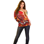 Personalized Redcliffe Dolphins Off Shoulder Sweater Aboriginal Dot Art - Dreamtime Rugby Mascot