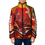 Personalized Redcliffe Dolphins Padded Jacket Aboriginal Dot Art - Dreamtime Rugby Mascot