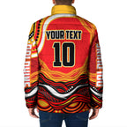 Personalized Redcliffe Dolphins Padded Jacket Aboriginal Dot Art - Dreamtime Rugby Mascot