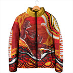 Personalized Redcliffe Dolphins Padded Jacket Aboriginal Dot Art - Dreamtime Rugby Mascot