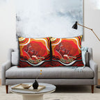 Personalized Redcliffe Dolphins Pillow Cover Aboriginal Dot Art - Dreamtime Rugby Mascot